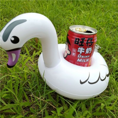 factory newest INS hot top quality plastic portable white swan pool floating custom drink cup holder inflatable drink holder