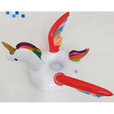 factory newest INS hot top quality plastic portable new unicorn pool floating custom drink cup holder inflatable drink holder