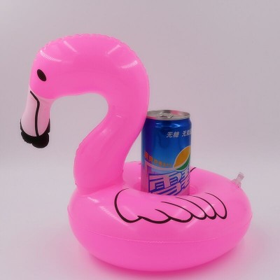 factory hot selling plastic portable big pink flamingo pool floating custom drink cup holder inflatable cup holder